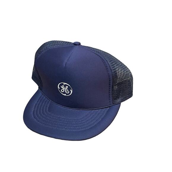VTG GE General Electric Logo Blue Sunbelt Snapback Ball Cap Trucker Hat OS - Picture 2 of 7